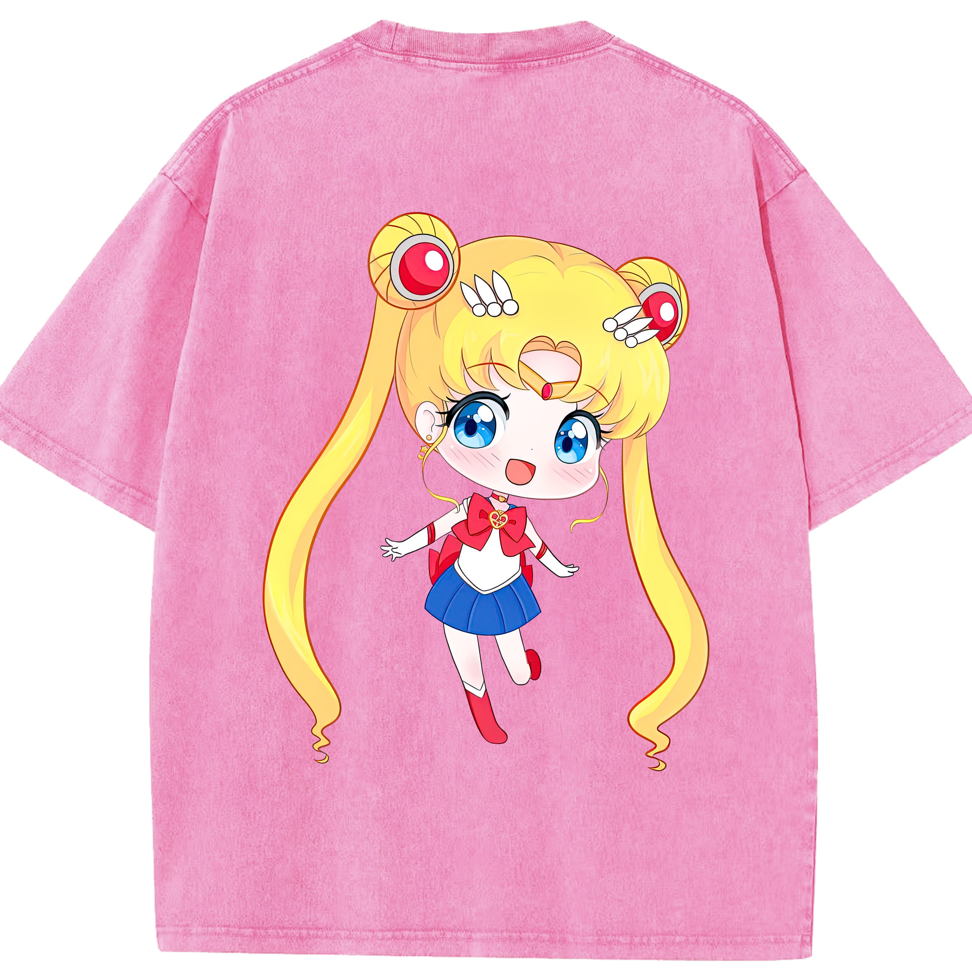 （画像用） 美少女戦士セーラームーン 月野 うさぎ つきの うさぎ Sailor Moon Tsukino Usagi 綿100% ヴィンテージ風 半袖Tシャツ（背面プリント）